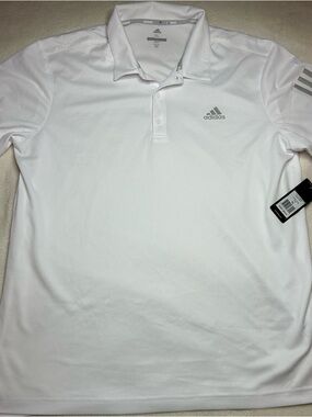 adidas Men’s White Polo with Subtle Gray Logo
